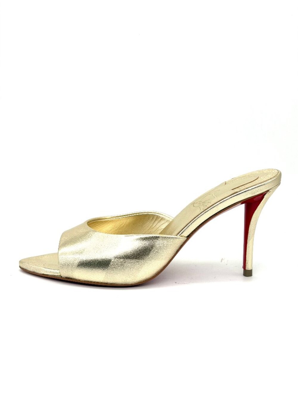 Christian Louboutin MISS Z MULE 80 Metallic Leather Sandals Heels Gold - Picture 4 of 16